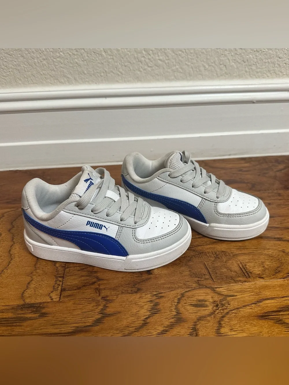 Puma Kids White Blue Sneakers Youth US 12C Casual Shoes